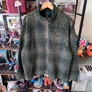 Vintage Club Room Sherpa Fleece Quarter Zip Men’s M Plaid Pattern